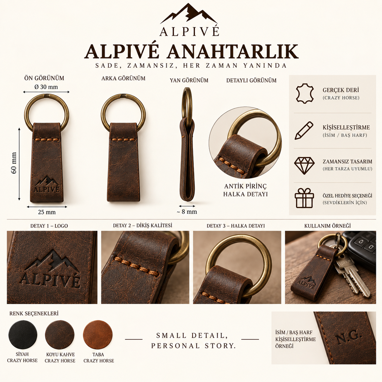 ALPIVÉ kişiye özel deri anahtarlık