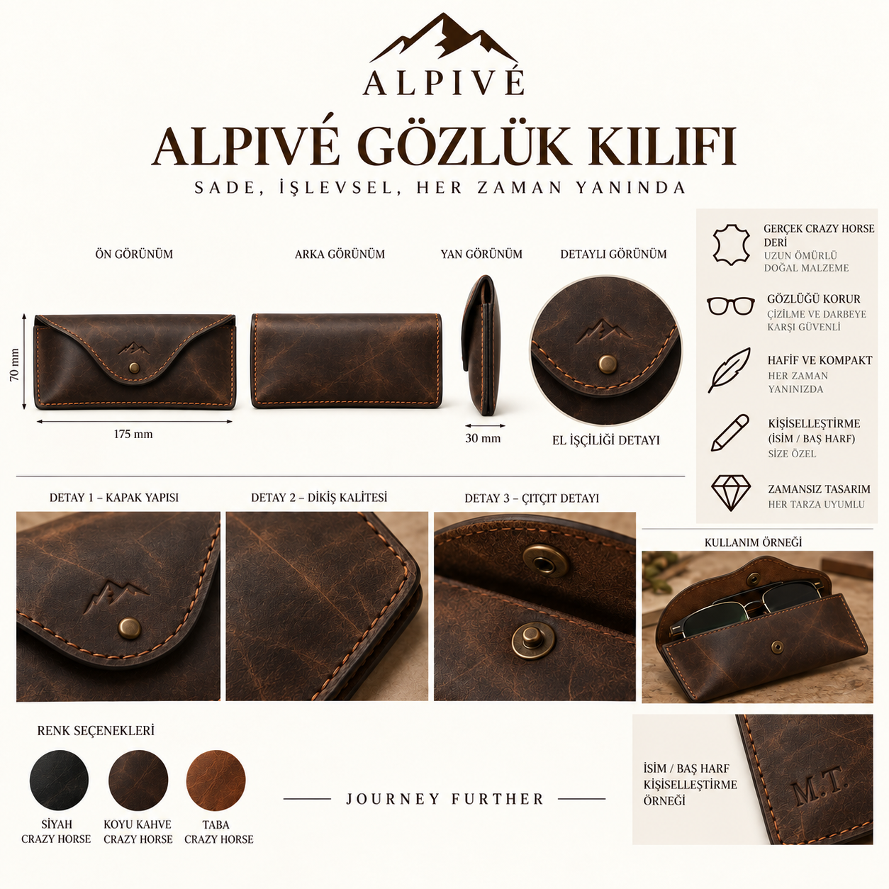ALPIVÉ Crazy Horse deri gözlük kılıfı